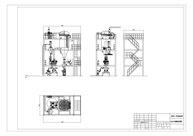 Diagrama de layout da linha de produção de moinho de jato de quartzo de alta pureza